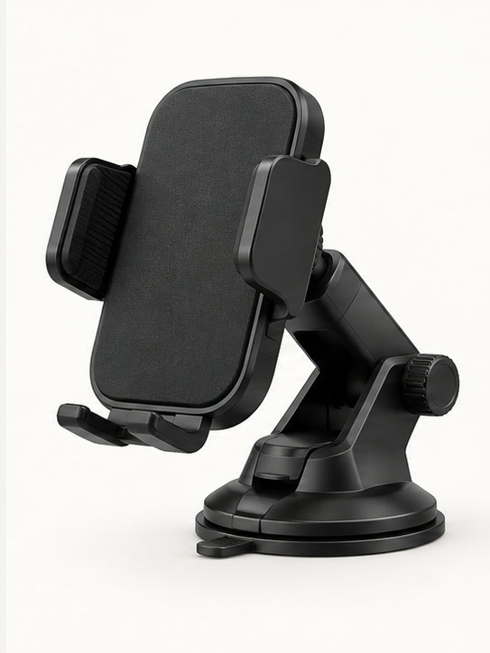 Black dashboard car phone mount