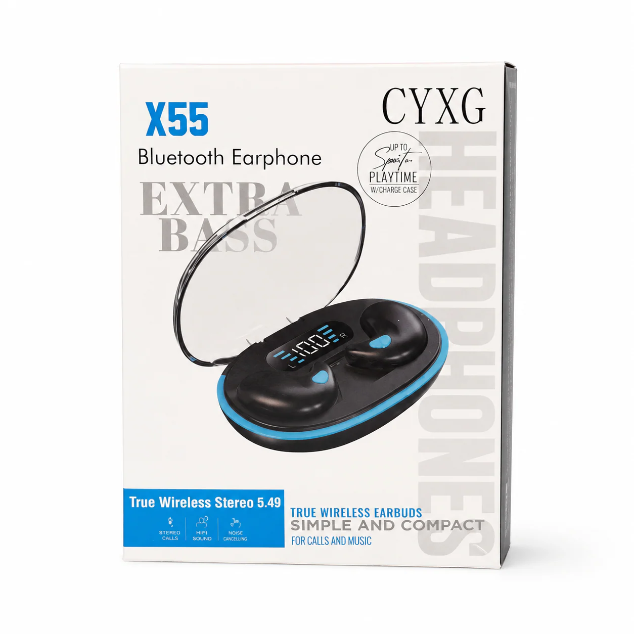 CYXG X55 Extra Bass Bluetooth TWS Earbuds with Digital Display Case