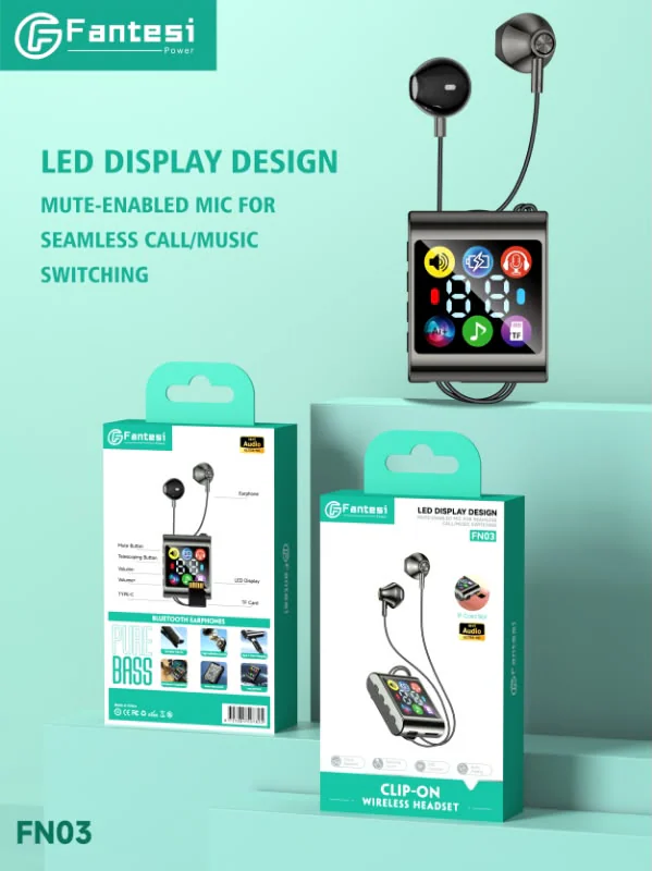 Fantesi FN03 Clip-On Wireless Headset with LED Display