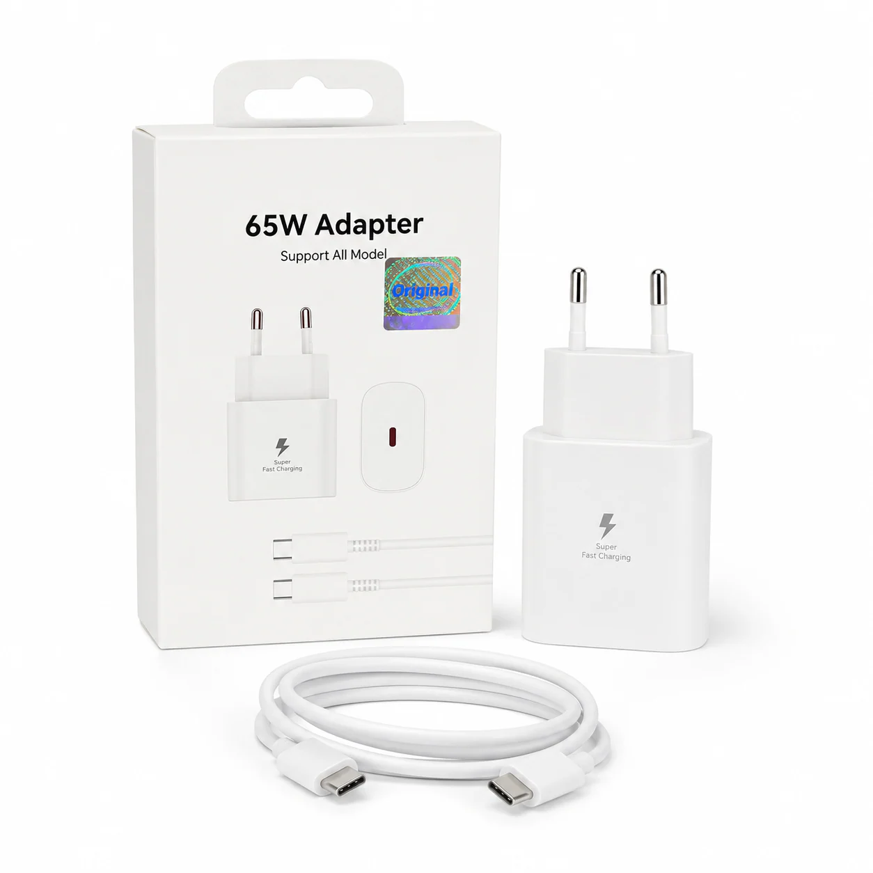 65W Fast Charging Travel Adapter with USB Type-C Cable