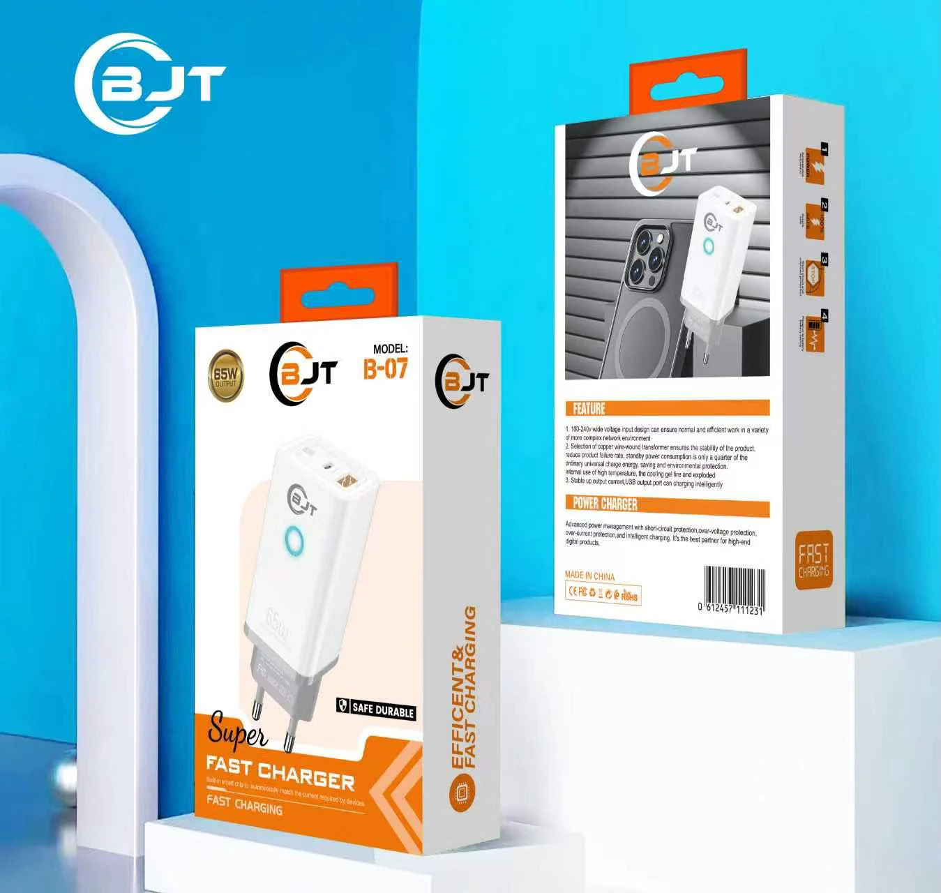 BJT B-07 White Wall Charger – 65W Marked
