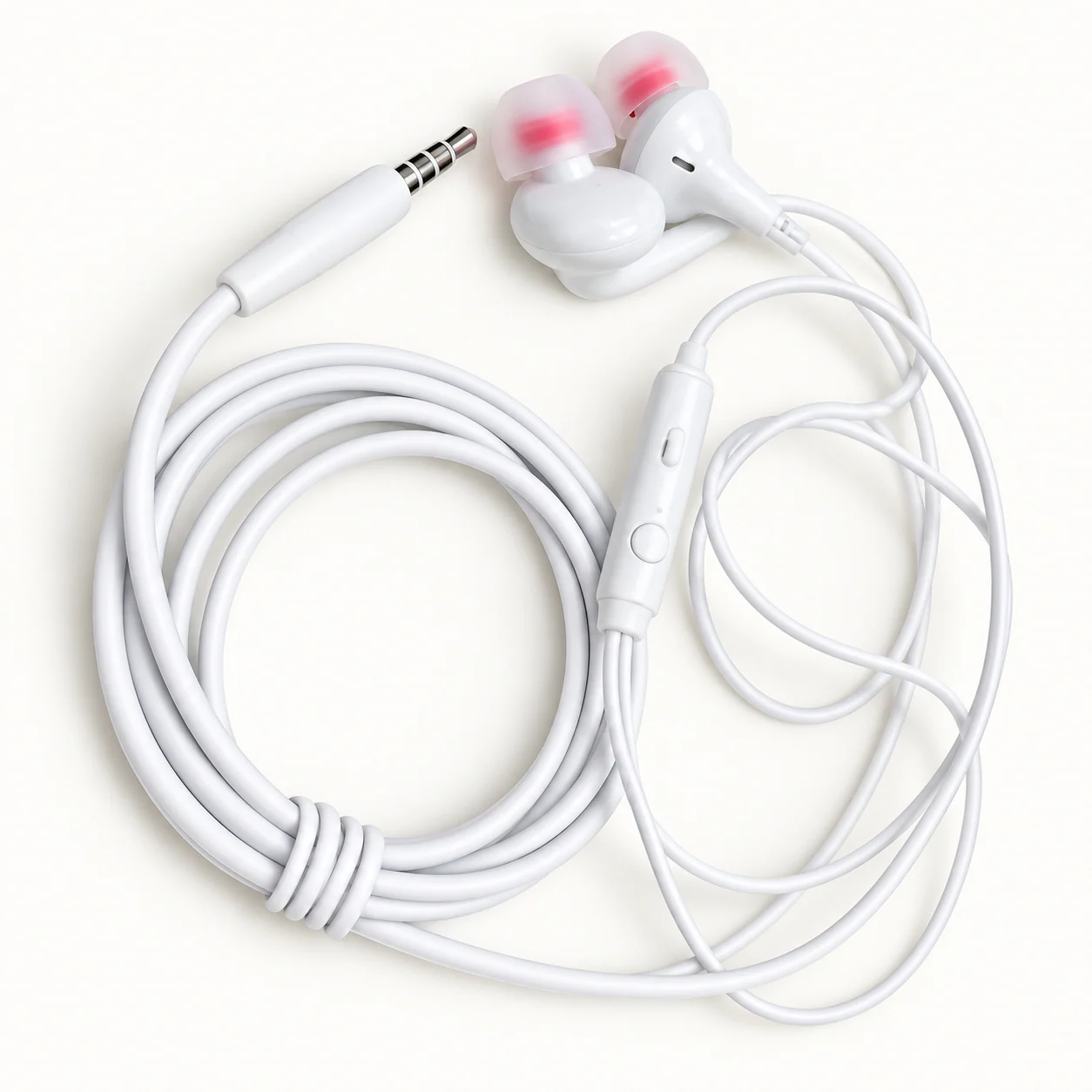 3.5 mm Wired In-Ear Earphones with Pink Tips – White