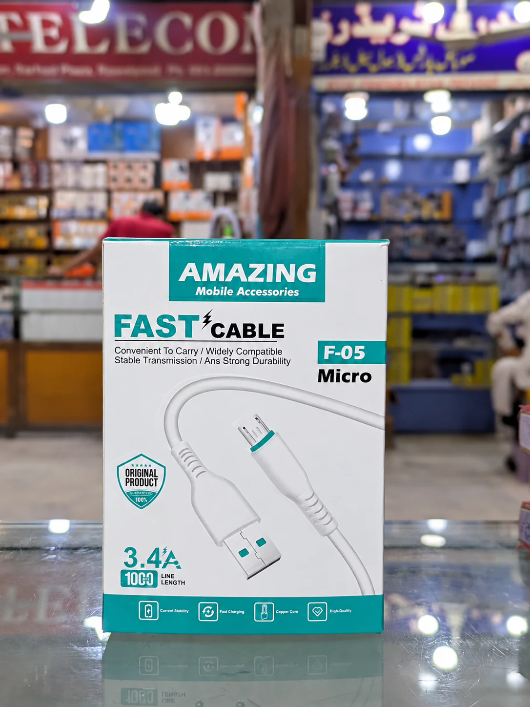 Amazing F-05 3.4A Micro-USB Charging Cable - White