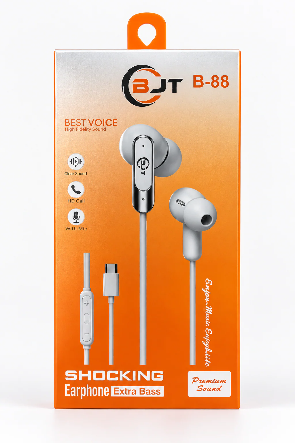 BJT B-88 USB-C Wired Earphones with Microphone